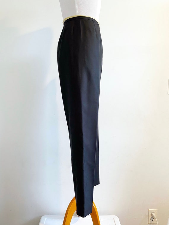 Vintage 90s black silk high waist cigarette pants… - image 3