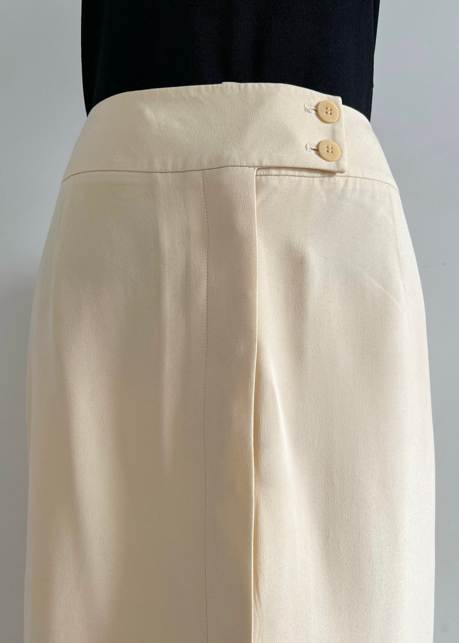 Vintage 1990s High Waist Button Front Silk Maxi Skirt Cream - Etsy
