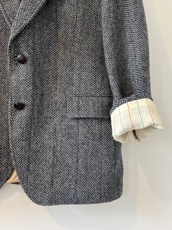 Vintage 1980s mens herringbone tweed wool blazer … - image 3
