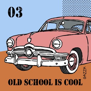 Old School Is Cool - Ford Tudor Coupé - Frameable alles Gute zum Geburtstag oder für alle Anlässe Karte - Gazza Miller Art