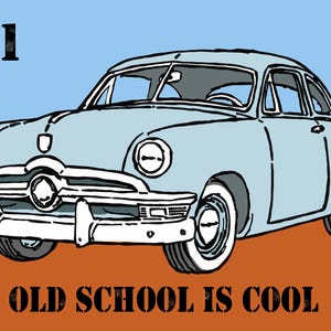 Old School Is Cool - Ford Tudor Coupé - Frameable alles Gute zum Geburtstag oder für alle Anlässe Karte - Gazza Miller Art