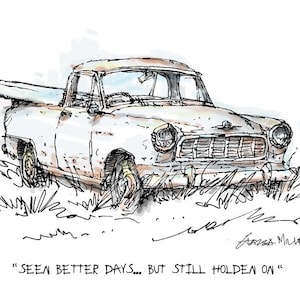 FC  FE Holden Ute Relic- Frame-able Art Print / Blank Greetings Card - by Gazza Miller