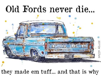 Pegatina para camioneta Ford F100 - Gazza Miller Art