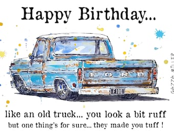 Caminhonete Ford F100 - Cartão de Feliz Aniversário