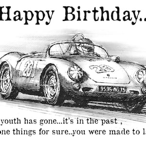1955 Porsche 550 Spyder Birthday Card - made to last