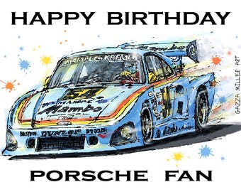 Happy Birthday Card Porsche 935 - Gazza Miller Art