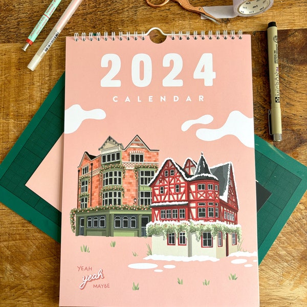 2024 Calendar, 2024 Travel Calendar, 2024 wall calendar, 2024 calendar, Monthly Calendar, Art Calendar, Travel gift