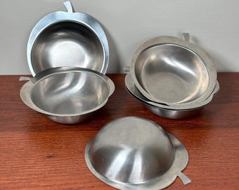 Vintage Morinox Stainless Steel Apple Bowls - Set of 6, Made in Italy