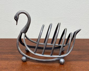 Vintage English Silver Plated Swan Toast Rack or Letter Holder