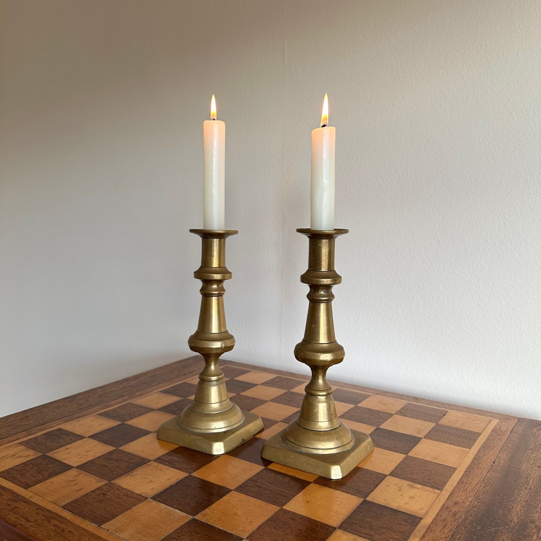 Vintage Tall Brass Candle Holders Etsy