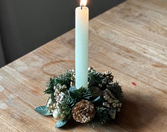 Festive Handmade Candle Holder Wreath