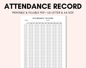 Attendance Tracker Pdf Printable - Etsy