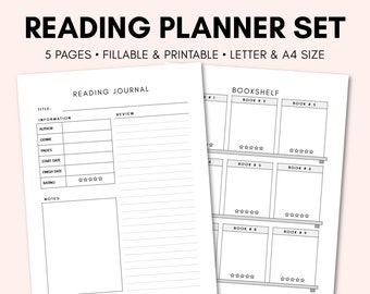 Reading Planner | Reading Journal | Reading List | Reading Log | Reading Printables | Books Wishlist | Fillable & Printable PDF | 5 Pages