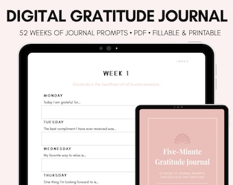 Digital Gratitude Journal | Gratitude Journal Prompts | Gratitude Journal Printable | Digital Journal Prompts | Gratitude Journal Prompts
