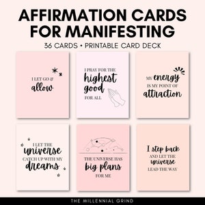 Affirmation Cards Printable | Affirmation Cards Deck | Affirmation Cards For Manifesting & Law of Attraction | 36 Affirmation Card Templates