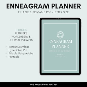 Enneagram Planner | Enneagram Type Worksheets | Enneagram Journal Prompts | Hyperlinked PDF | Fillable Planner | Printables