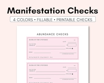 Printable Manifestation Checks | Manifestation Cheques | Abundance Checks | Abundance Cheques | Manifestation Checks | Vision Board Checks