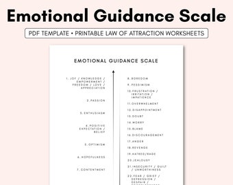 Emotional Guidance Scale, Abraham Hicks, Law of Attraction Printable, Manifesting Printable, Law of Attraction Planner, LOA Template