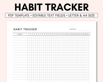 Habit Tracker Printable, Habit Tracker Template, Habit Tracker Journal, Habit Tracker Planner, Habit Tracker PDF, Habit Tracker Digital