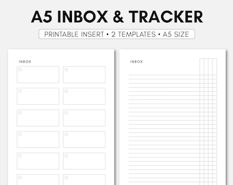 A5 Inbox Inserts | A5 Inbox Printable | A5 Inbox Planner Inserts | Inbox Tracker | Inbox Tracker Insert | Task List | A5 Brain Dump Inserts