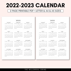 2021 Calendar Printable 2021 Calendar Template 2021-2022 | Etsy
