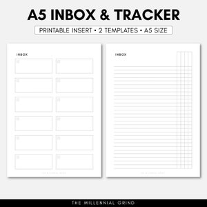 A5 Inbox Inserts | A5 Inbox Printable | A5 Inbox Planner Inserts | Inbox Tracker | Inbox Tracker Insert | Task List | A5 Brain Dump Inserts