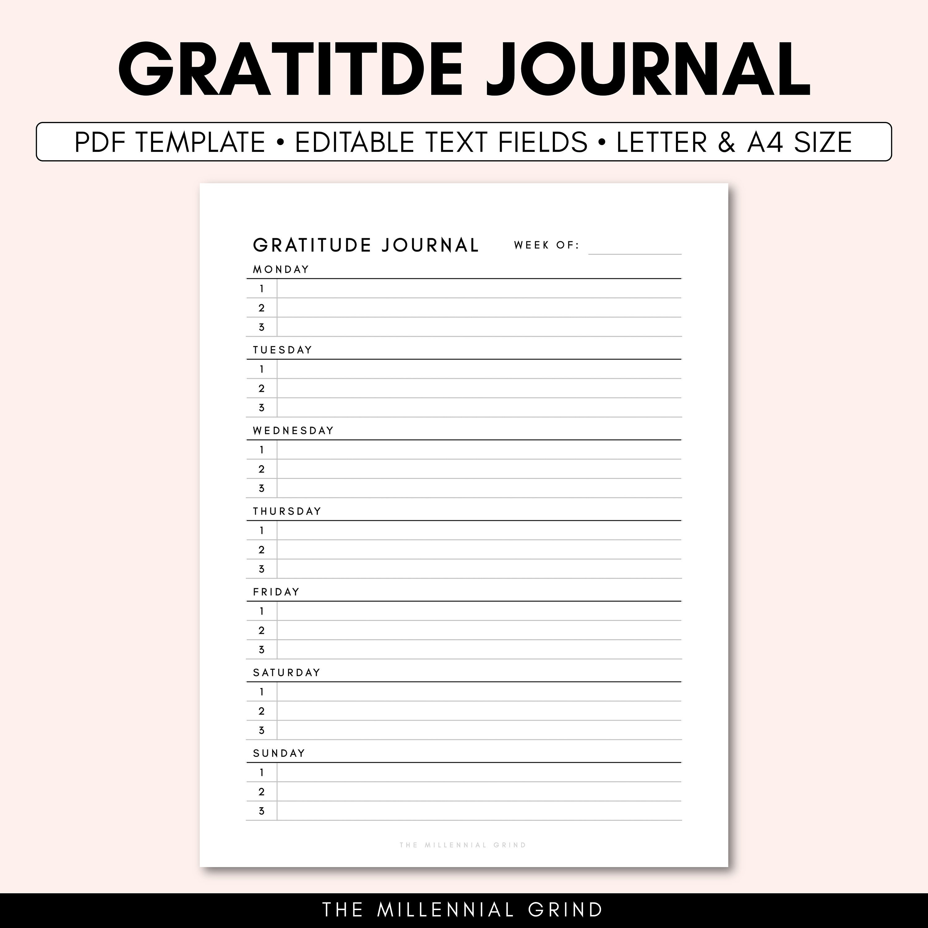 Gratitude Journal Printable Gratitude Journal PDF Etsy Canada