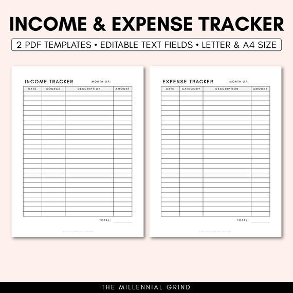 Income and Expense Tracker Printable Expense Tracker PDF Expense Tracker  Template Expense Tracker Printable Income Tracker Printable - Etsy