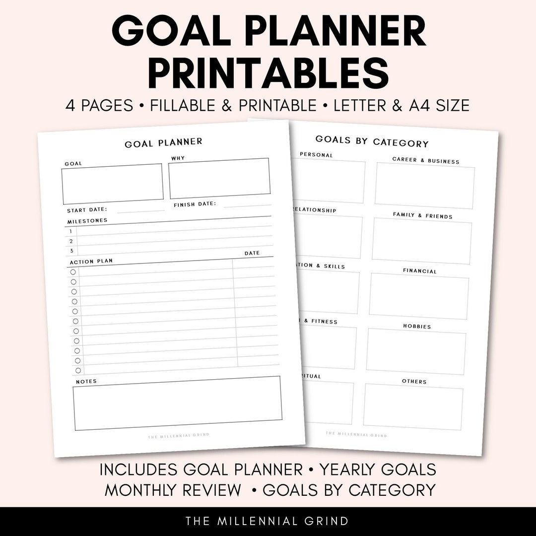 Goal Planner Printables Goal Worksheet Goal Planning - Etsy