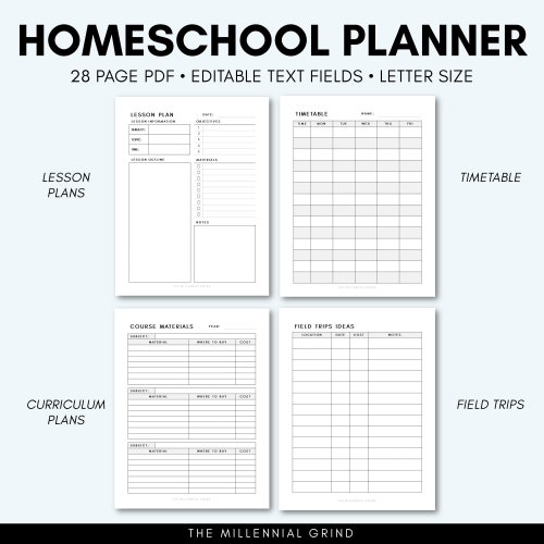 Homeschool Planner Homeschool Printables Editable PDF - Etsy