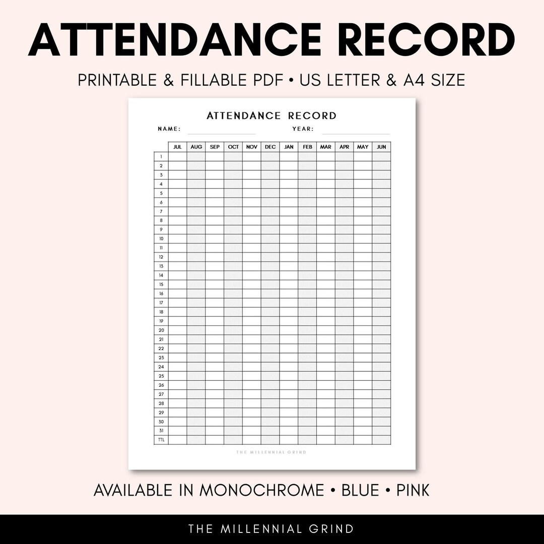 Homeschool Attendance Record Printable | Fillable PDF | Attendance ...