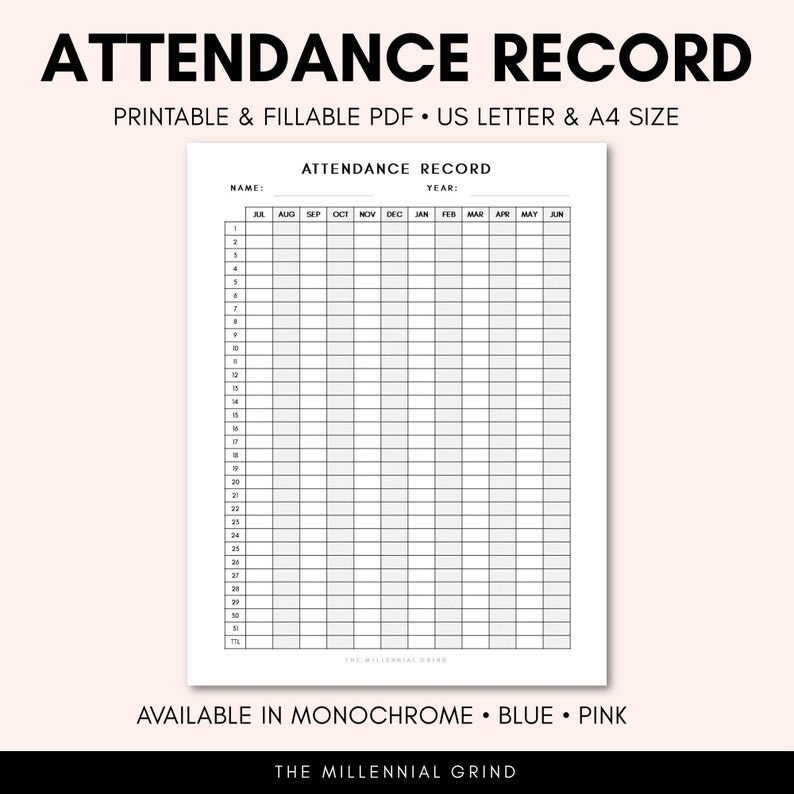 Free Printable Homeschool Attendance Sheet Pdf
