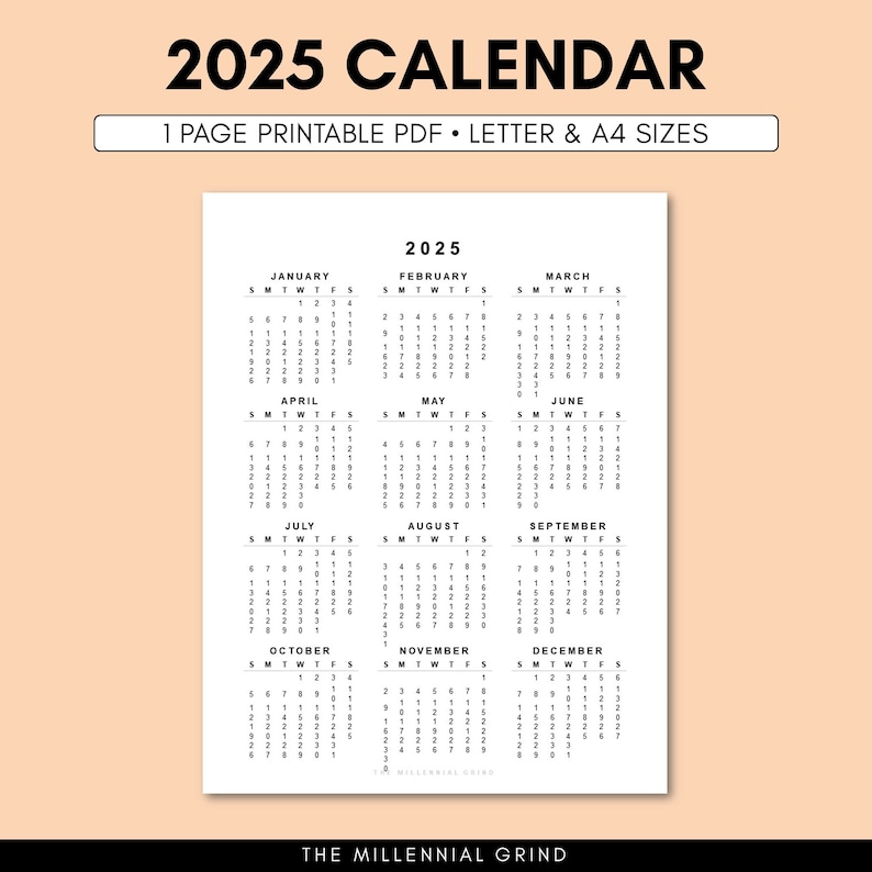 2025 Calendar Printable 2025 Calendar Template 2025 Calendar 2025
