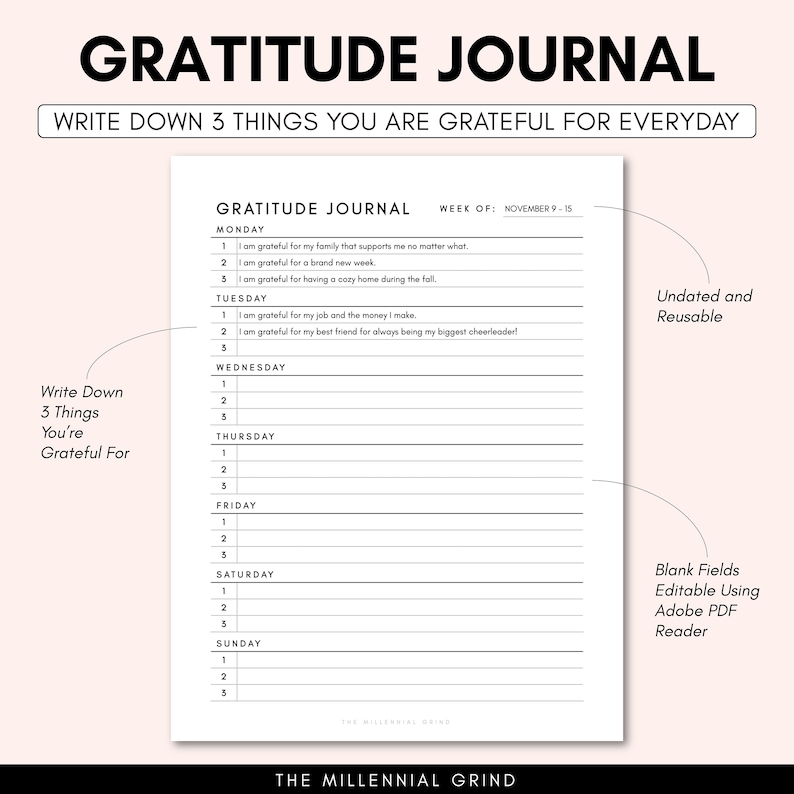Gratitude Journal Printable Gratitude Journal PDF image 1