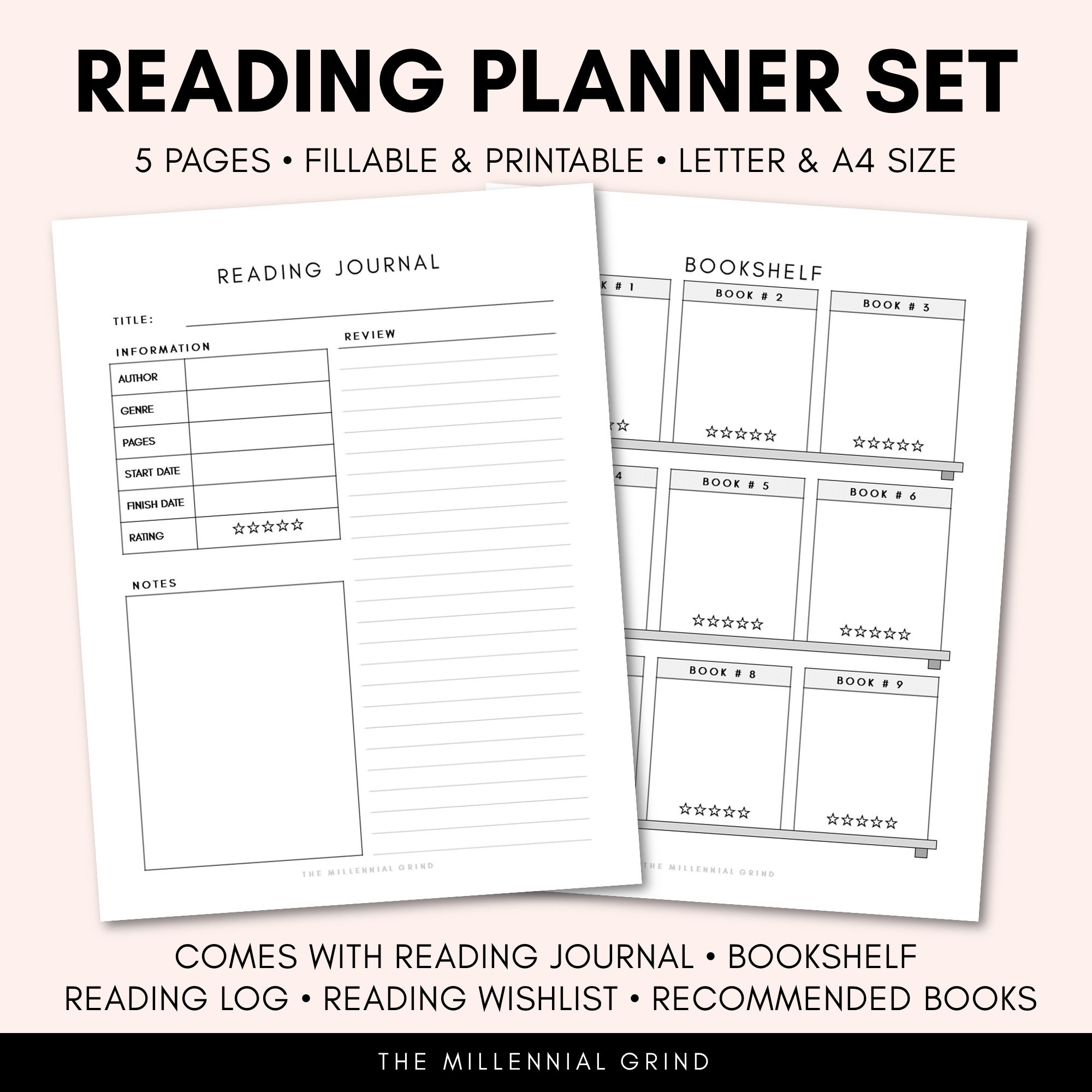 Reading Planner Reading Journal Reading List Reading Log Etsy Canada
