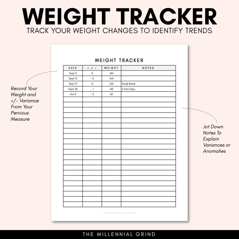 Weight Loss Tracker Printable Weight Tracker Weight Loss Tracker Template Weight Loss Tracker Sheet Fitness Tracker Editable PDF image 4