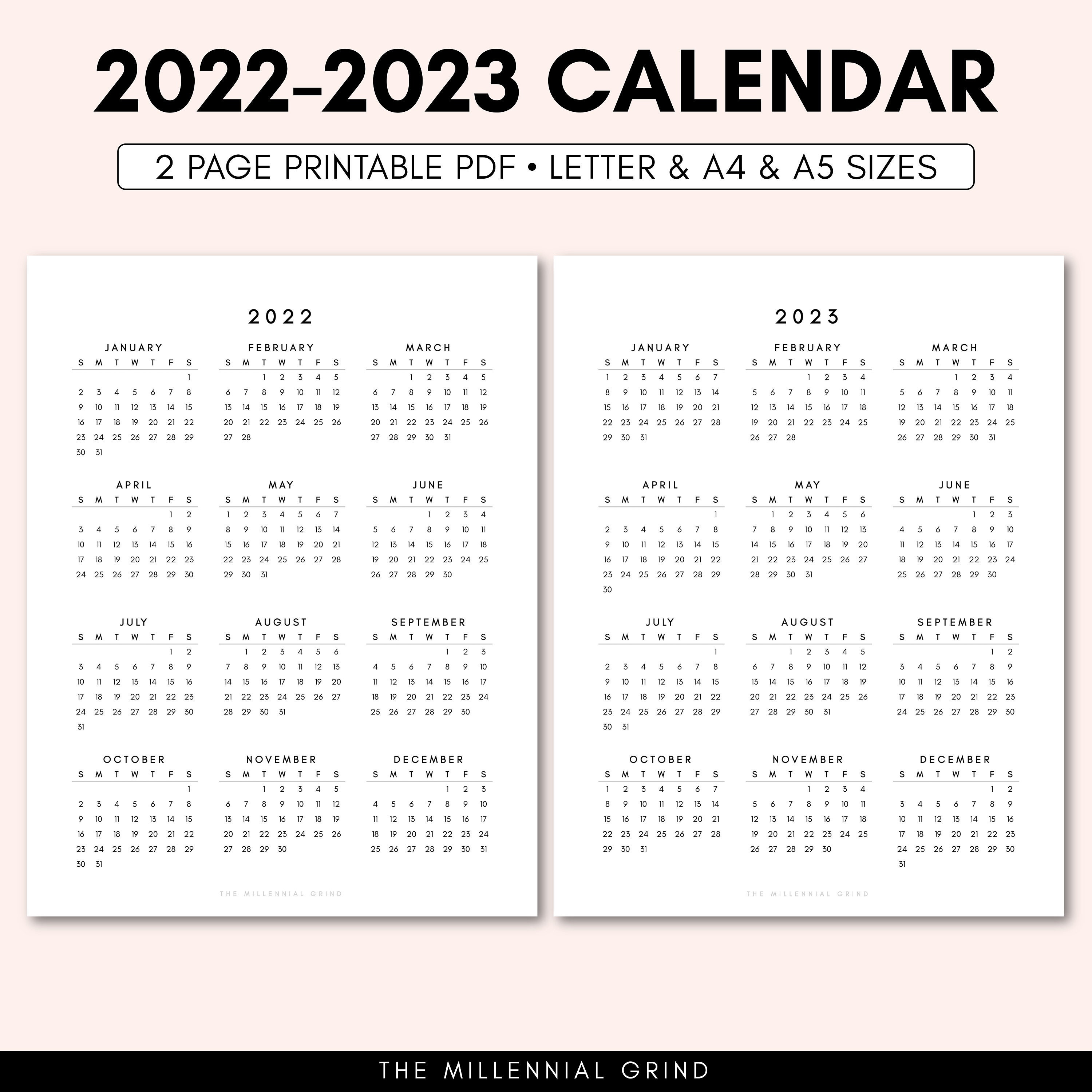 2022 calendar printable 2022 calendar template 2022 2023 etsy new zealand