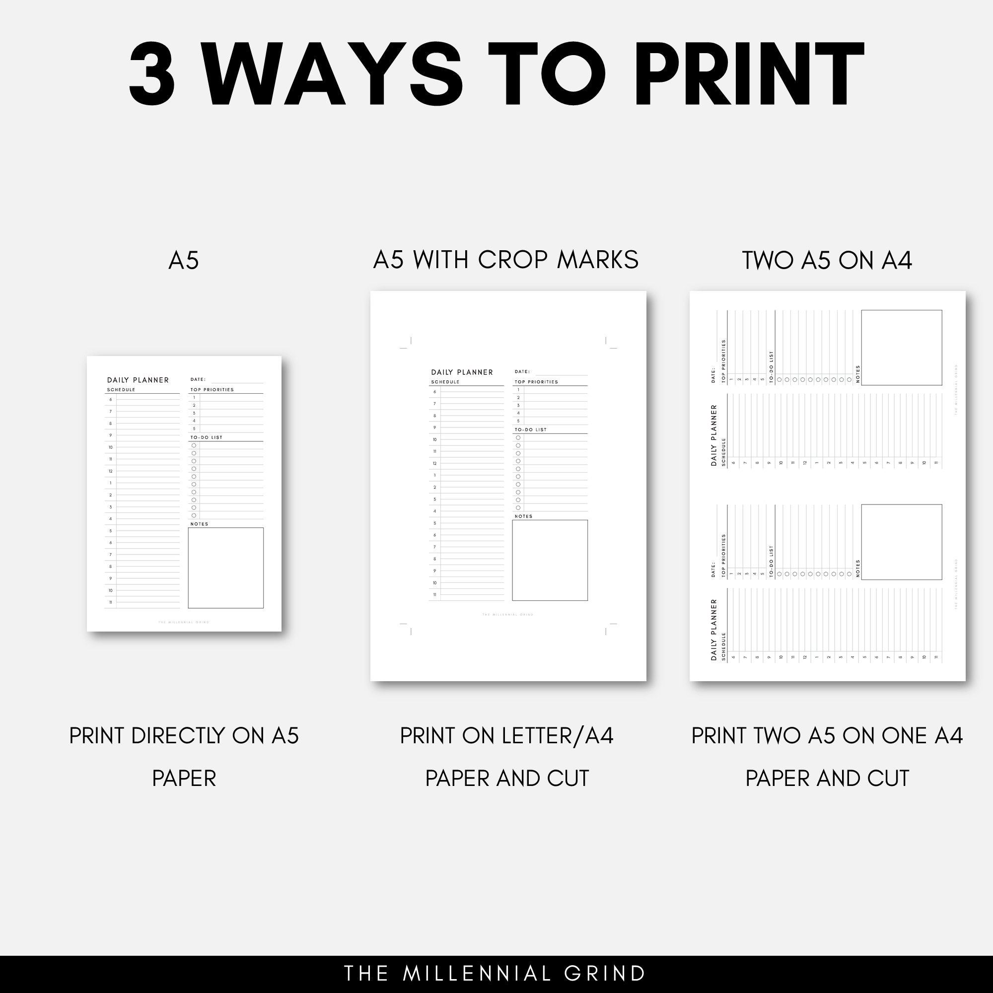 A5 Daily Planner | A5 Daily Printable | A5 Daily Inserts | A5 Filofax ...