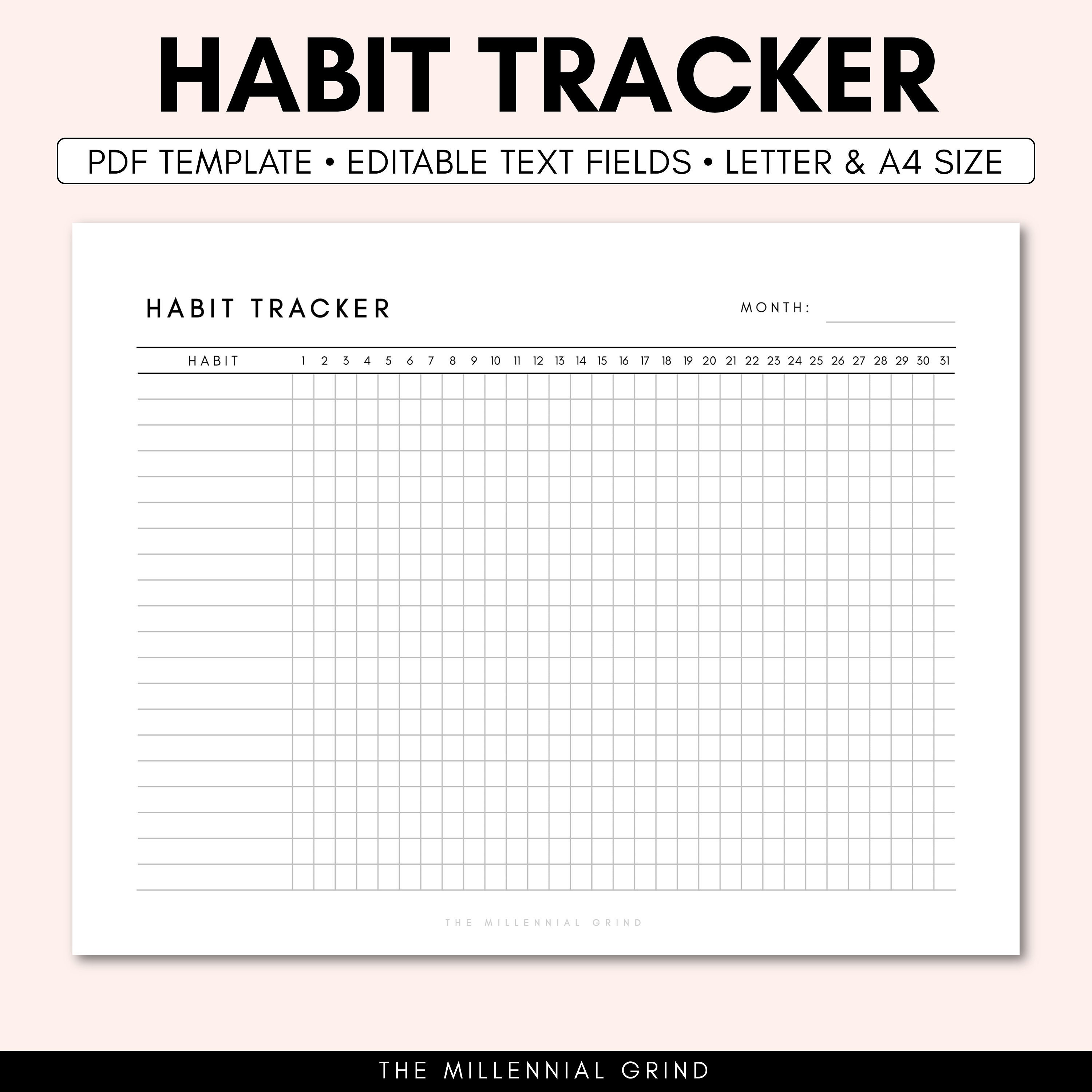 Digital Habit Tracker PDF Download Habit Tracker Printable Planner 
