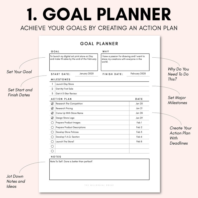 Goal Planner Printables Goal Worksheet Goal Planning | Etsy