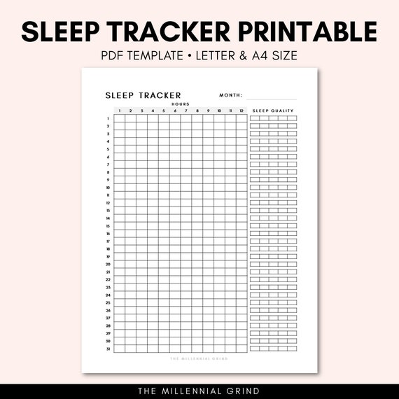 Health Planner A4 Letter Printable And Fillable Sleep Tracker Personal 