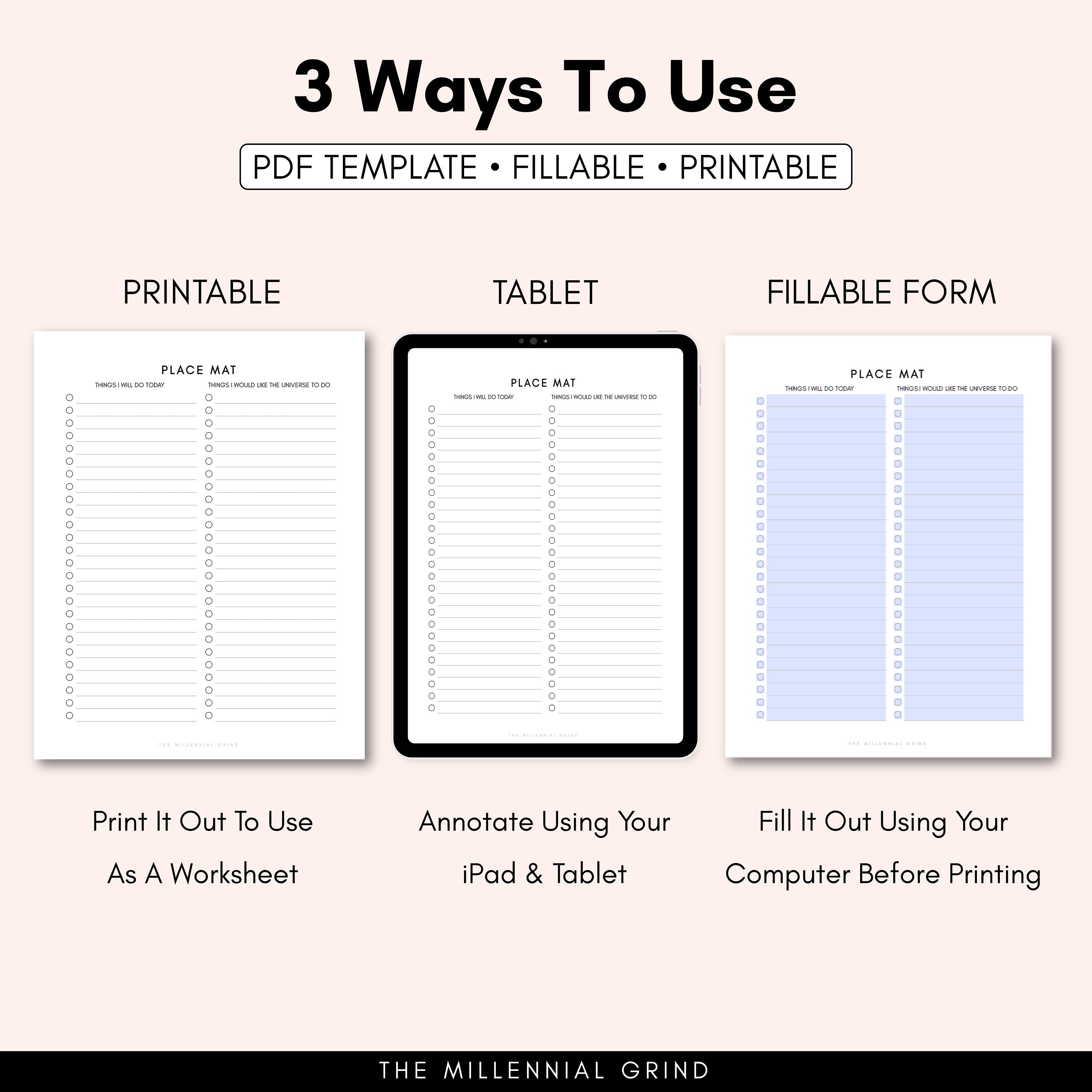 The Placemat Process, Abraham Hicks, Law of Attraction Planner, Law of Attraction Template, Law