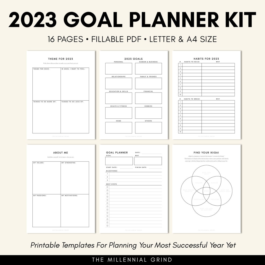 2023 Goal Planner 2023 Goal Tracker 2023 New Year Goal Planning Goal