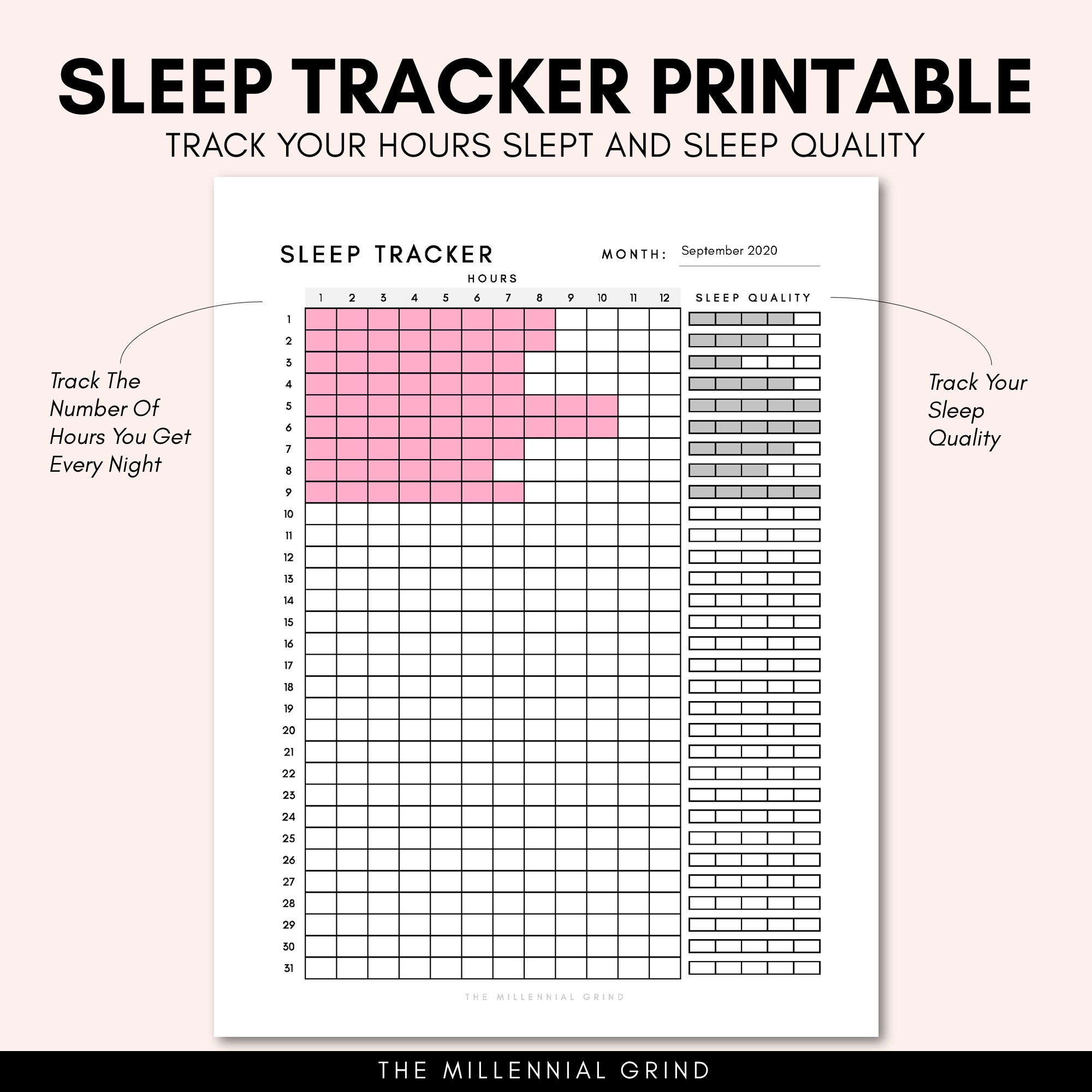 Sleep Tracker Printable Sleep Tracker Template Sleep Tracker Planner Sleep  Tracker Insert Monthly Sleep Tracker Sleep Tracker PDF 