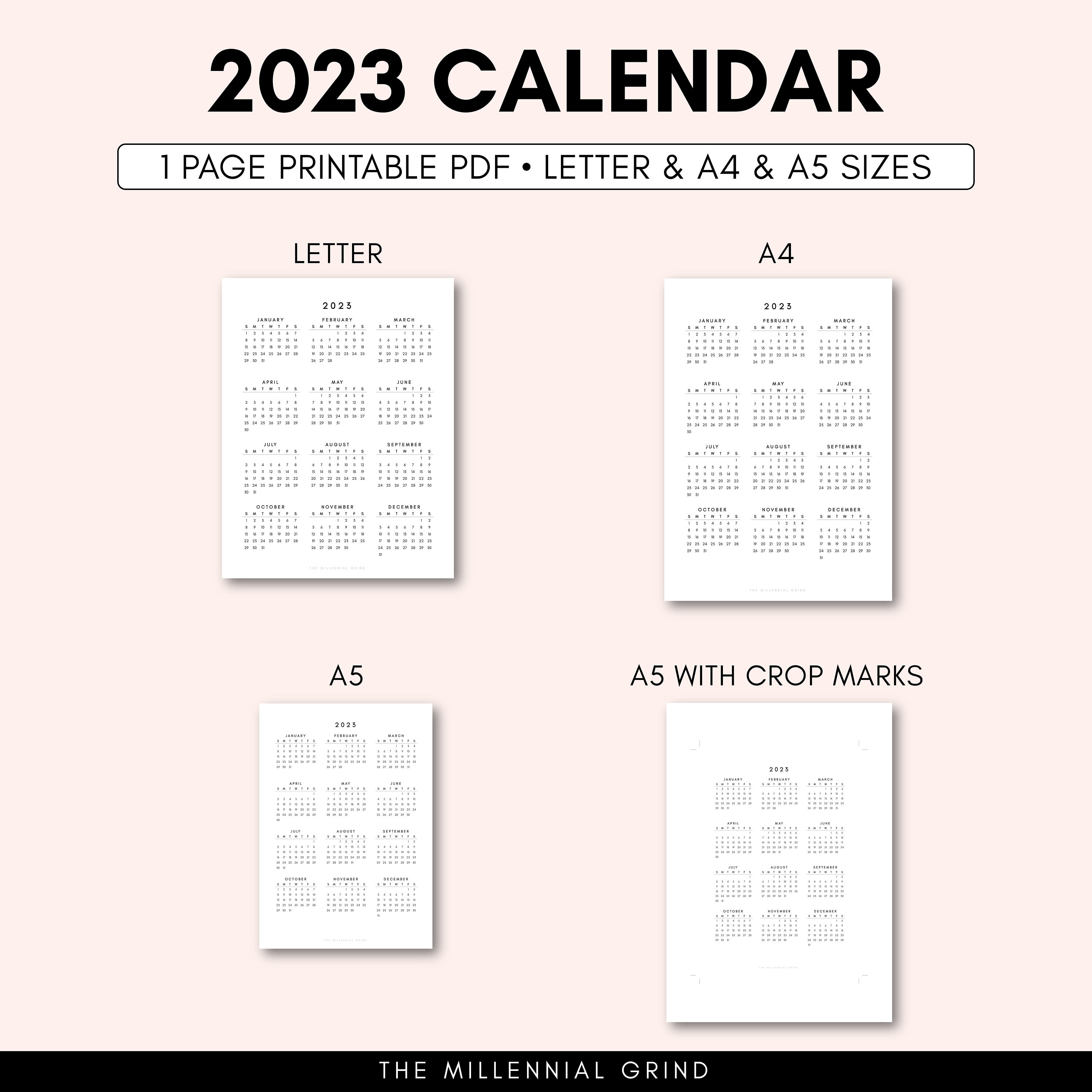 2023 calendar printable 2023 calendar template 2023 etsy