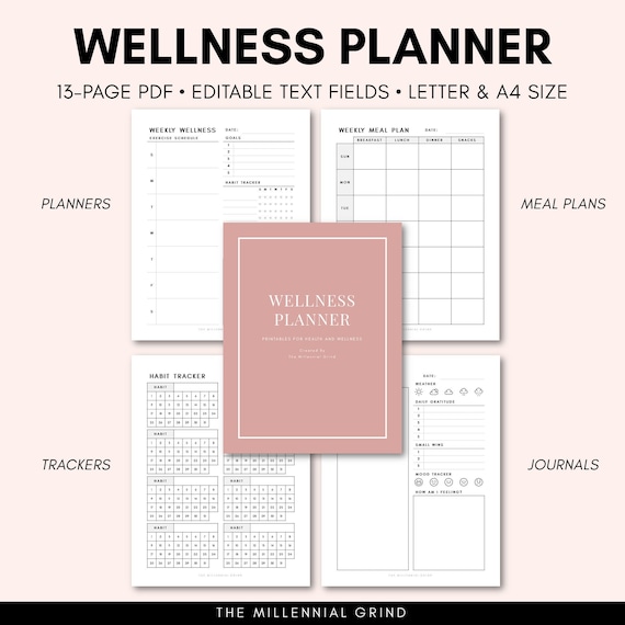 Wellness Planner Health & Fitness Printables Self-care Printables