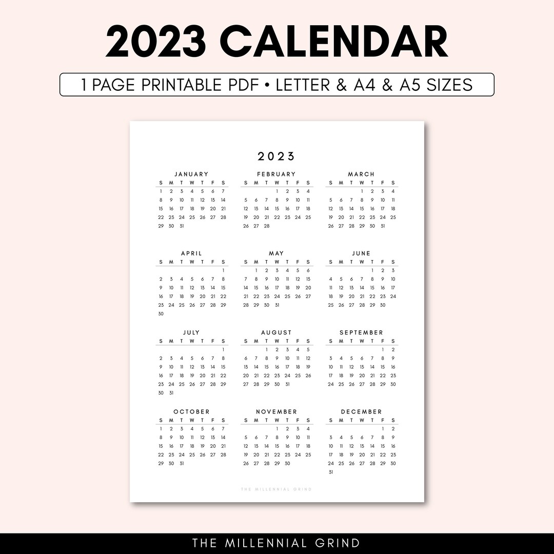2023 Calendar Printable 2023 Calendar Template 2023 Etsy
