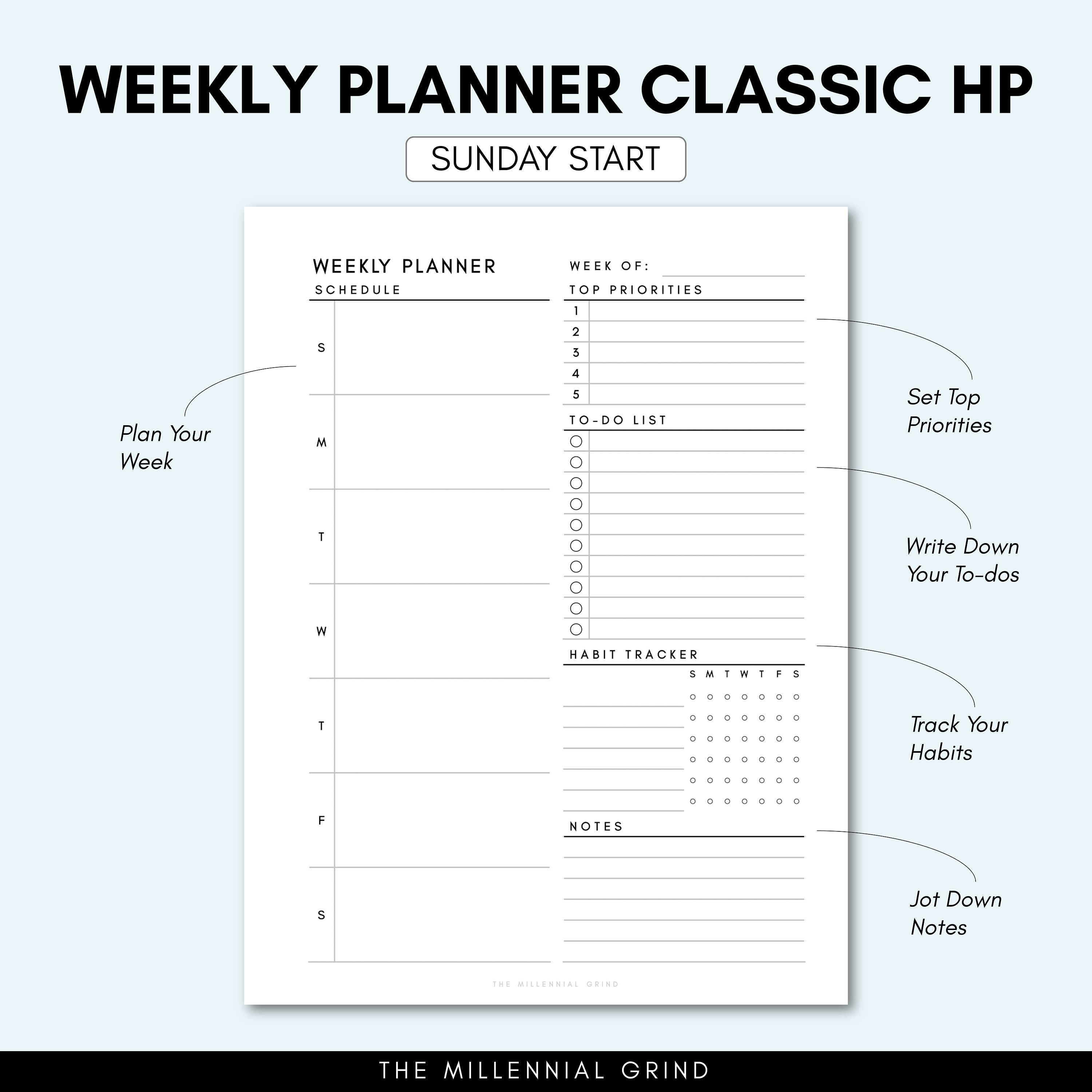 Classic Happy Planner Weekly Planner Inserts | Weekly Planner Printable ...