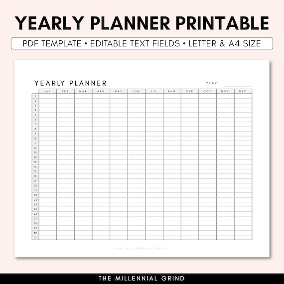 Yearly Calendar Planner Template