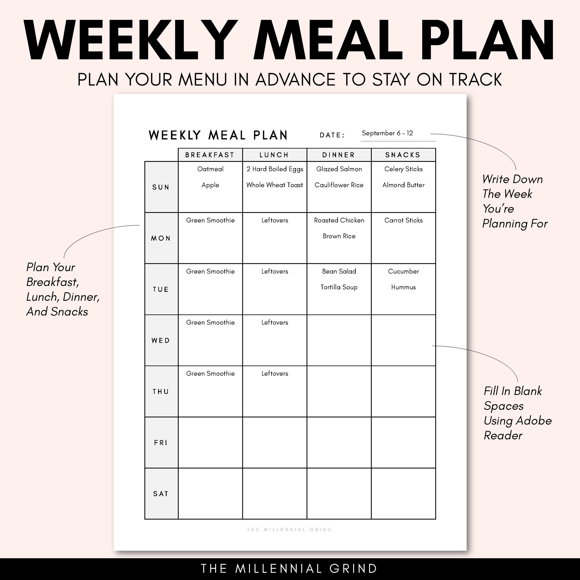 Grocery List Printable | Meal Planner Printable | Grocery List Template ...